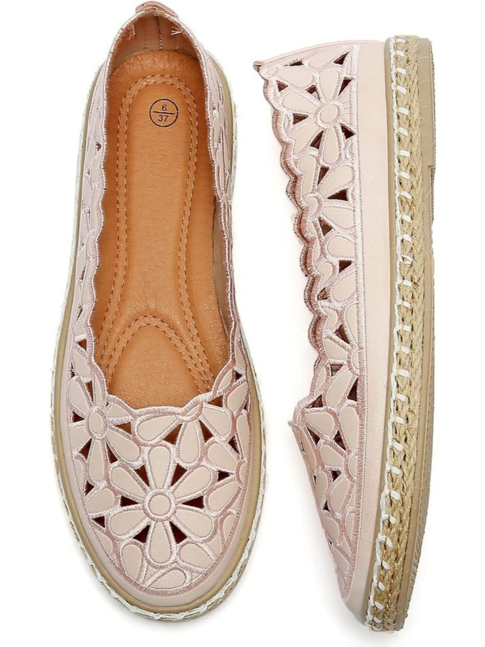 Women’s Pink Floral Daisy Round Toe Comfortable Slip On Casual Ballet Flats